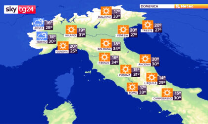 Afa nel weekend, il picco lunedì a 34 gradi | Previsioni meteo