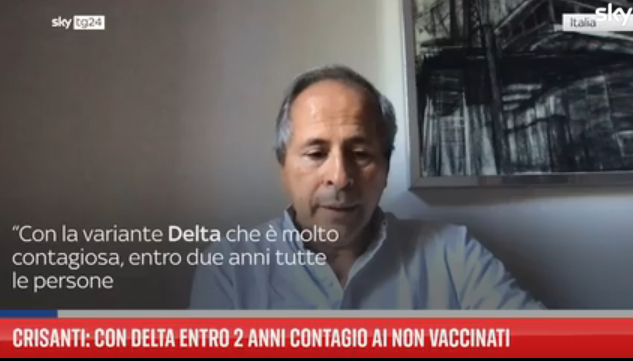 Crisanti: “Entro due anni tutti i non vaccinati prenderanno il Covid”