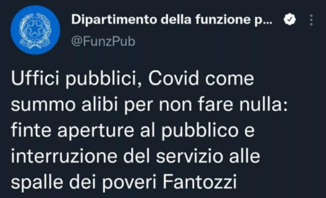 Gaffe social della Pubblica amministrazione: Covid alibi per non fare nulla, parola di Fantozzi