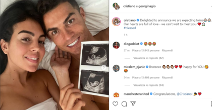 Cristiano Ronaldo e Georgina annunciano: “Aspettiamo due gemelli”