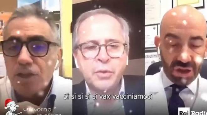 Crisanti, Bassetti e Pregliasco: i virologi “tenori” che trasformano Jingle Bells in “Sì, sì, vax”