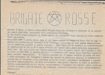 Asta shock: in vendita il volantino delle Brigate Rosse sul rapimento di Aldo Moro