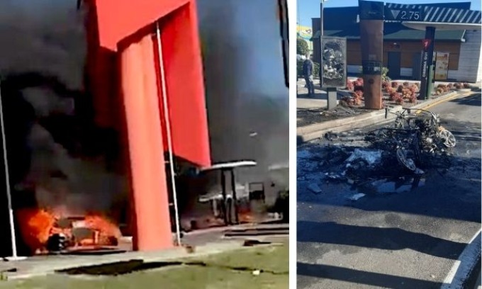 Auto prende fuoco in coda al McDrive: il video dell’incendio