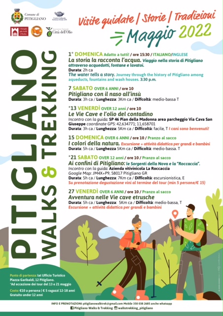 Locandine Walks & Trekking Pitigliano MAGGIO 2022