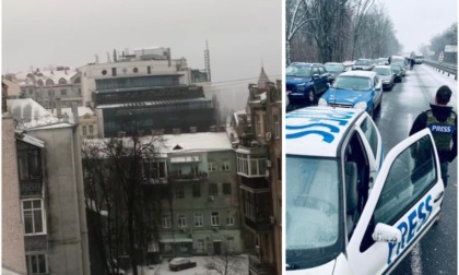 Kiev si risveglia sotto la neve e con le sirene antiaeree che annunciano un attacco imminente