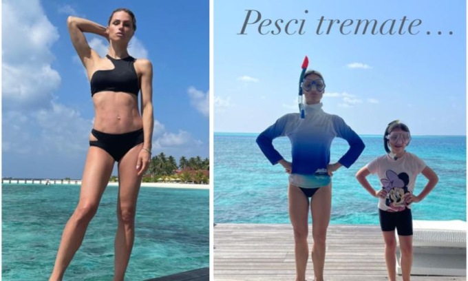 Una vacanza scaccia gossip: Michelle Hunziker alle Maldive con le sue due bimbe