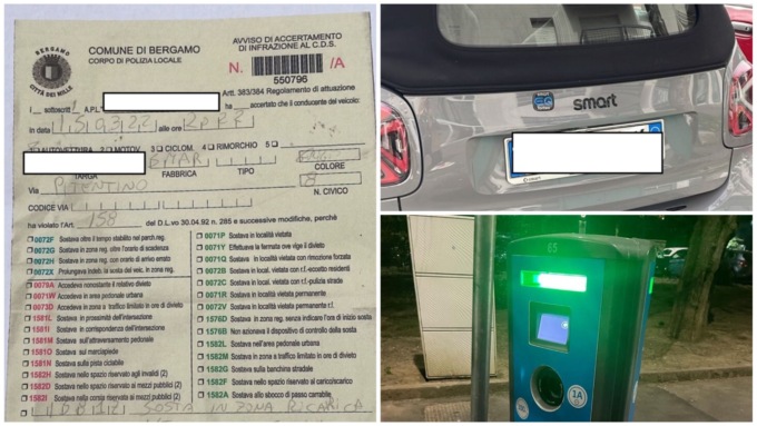 Vigile multa auto elettrica in sosta per sbaglio, ma non vuole ammettere l’errore