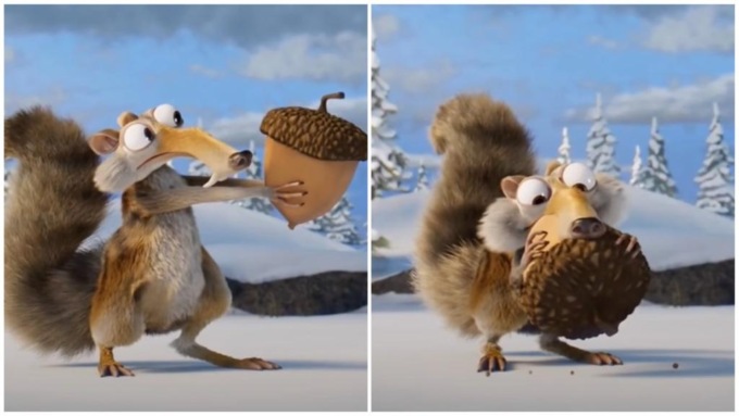 Lo scoiattolo Scrat dell’Era Glaciale mangia finalmente la sua ghianda (ma è per la fine dei Blue Sky Studios)