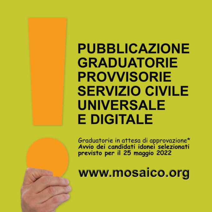 Pubblicate le Graduatorie per il Servizio Civile 2021