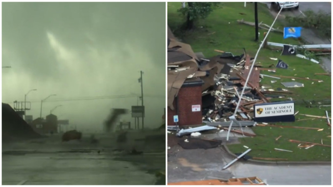 Il video del terrificante tornado in Oklahoma che ha devastato la cittadina di Seminole