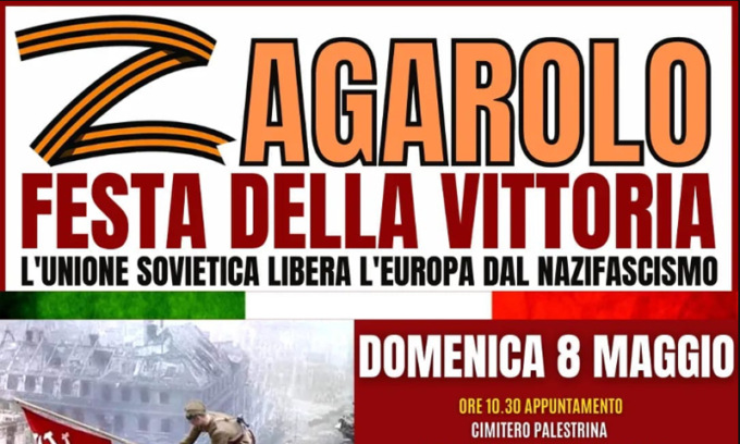 Follia comunista a Zagarolo: celebrano la vittoria dei russi su Hitler con la Z di Putin