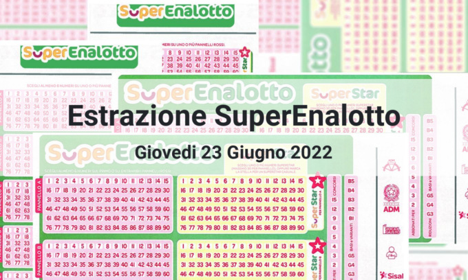 Superenalotto: l’estrazione di oggi  N°75 di Giovedì 23 Giugno 2022