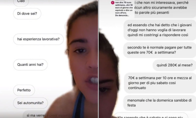 Le offrono 280 euro al mese per 10 ore di lavoro e si lamentano pure: “Non ha voglia di lavorare”