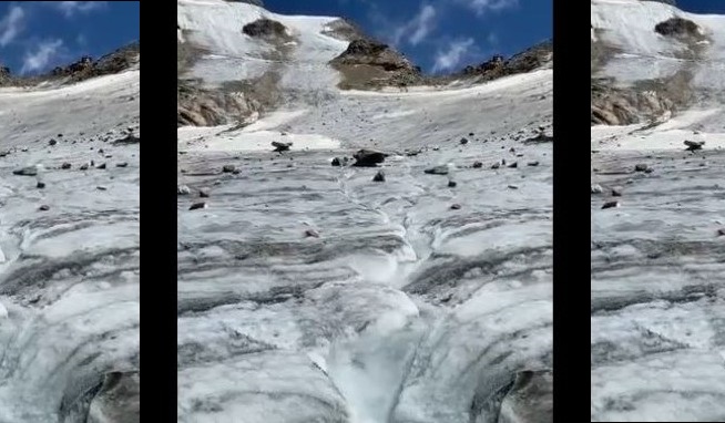 Ghiacciaio sul Monte Rosa si scioglie a velocità impressionante: il video
