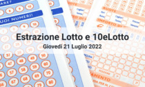 I numeri estratti oggi Giovedì 21 Luglio 2022 per Lotto e 10eLotto