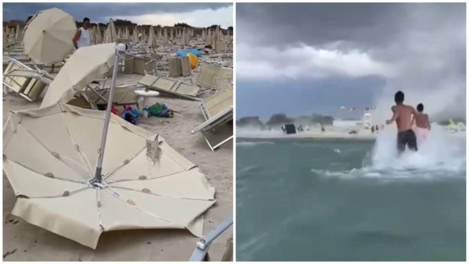 I video della tromba d’aria in Salento: volano lettini e ombrelloni, ferita una bagnante
