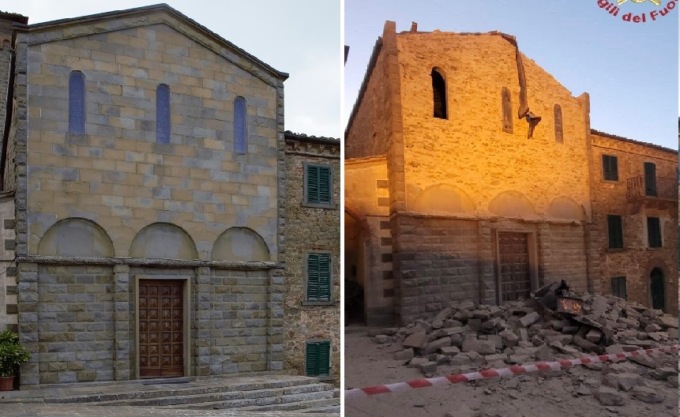 Boato nella notte: crollano facciata e tetto della chiesa