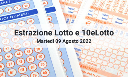 Lotto e 10eLotto, numeri vincenti di oggi Martedì 09 Agosto 2022