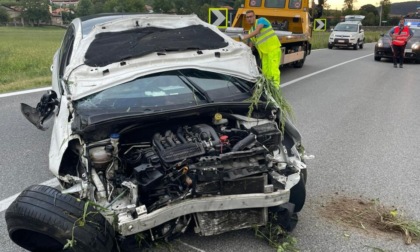 Si ribalta con l'auto dopo l'incidente con un branco di cinghiali: 25enne miracolato