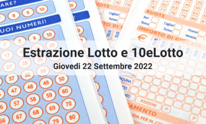 I numeri estratti oggi Giovedì 22 Settembre 2022 per Lotto e 10eLotto
