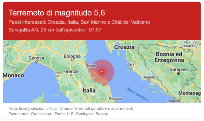 Terremoto 5.5 nelle Marche: scosse avvertite dal Veneto a Roma