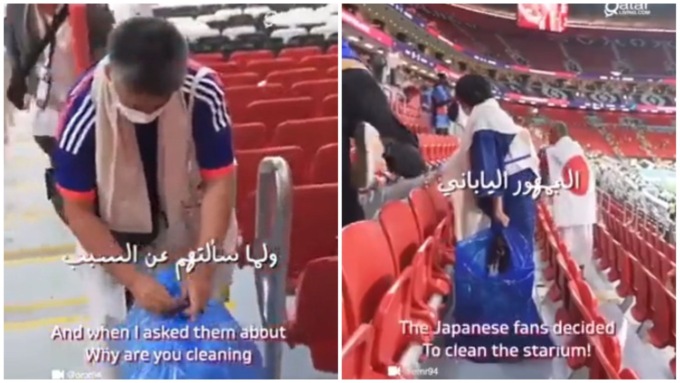 In Qatar sconvolti dai tifosi giapponesi che puliscono lo stadio