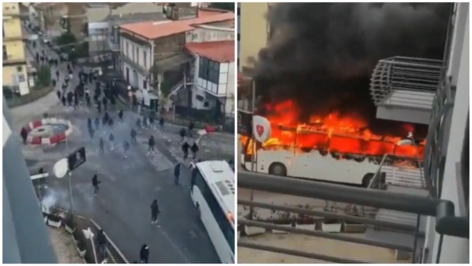 Ancora scontri tra ultras: Paganese-Casertana finisce con un pullman incendiato