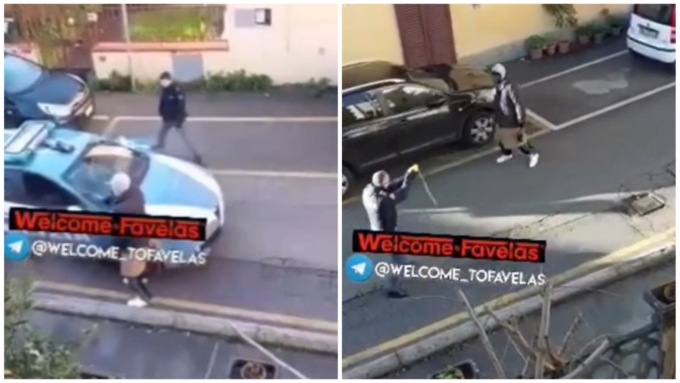 Paura e delirio a Pistoia: tira una bottigliata alla volante, la Polizia costretta a usare il taser