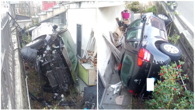 Diciottenne si ribalta con l’auto e finisce… in una casa
