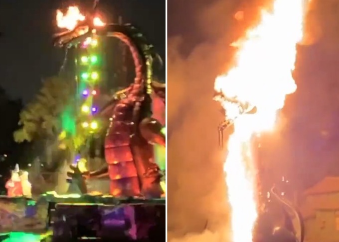 Disneyland, il drago Malefica prende fuoco: paura per centinaia di visitatori in fuga. Il video