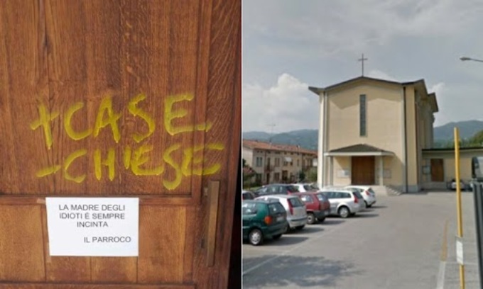 Il prete che risponde a chi imbratta la chiesa: “La mamma degli idioti è sempre incinta”