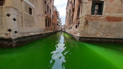Acque verde fluo a Venezia: svelato di cosa si tratta. Il precedente del ’68