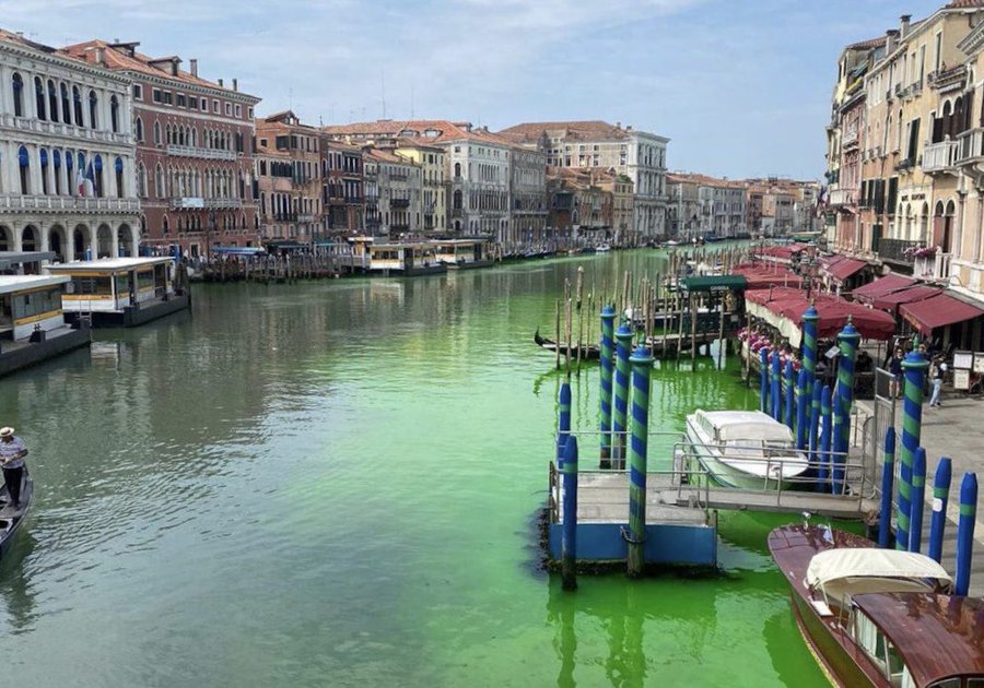venezia canal grande verde fosforescente acqua