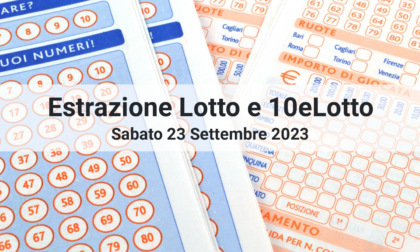 Estrazioni numeri Lotto e 10eLotto di oggi Sabato 23 Settembre 2023