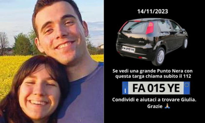 Ex fidanzati scomparsi in Veneto, il padre di Giulia Cecchettin: “Questa è la targa dell’auto di Filippo, aiutateci”