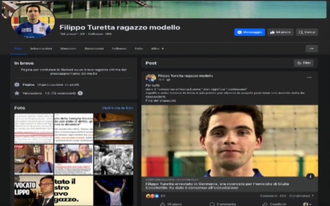 Su Facebook nasce la pagina “Filippo Turetta ragazzo modello”: è bufera