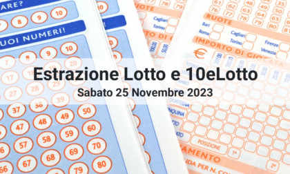 Estrazioni numeri Lotto e 10eLotto di oggi Sabato 25 Novembre 2023