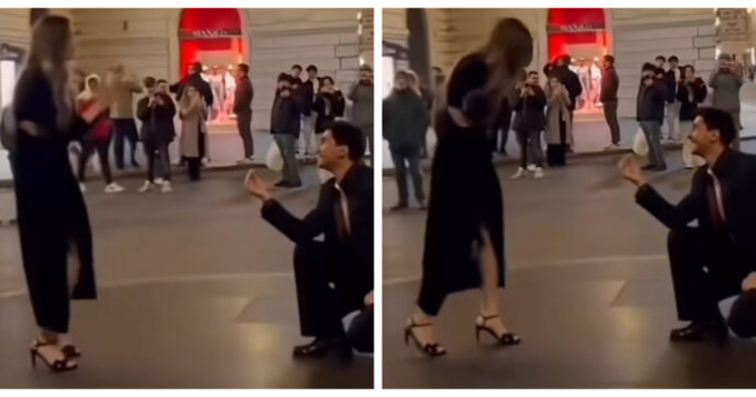 Proposta di matrimonio da incubo: si inginocchia nel centro di Roma, ma lei dice di no. Il video virale