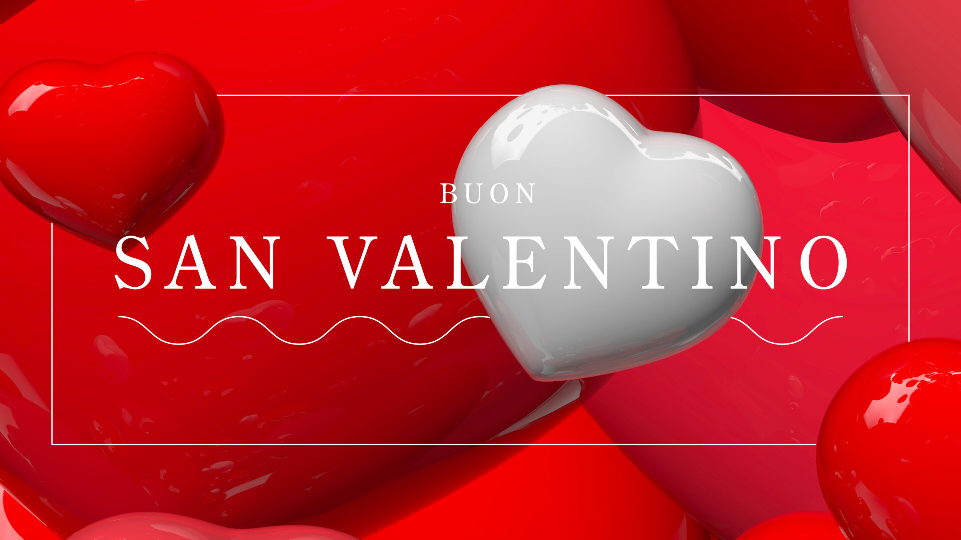 Italian text : Buon San Valentino on 3D red and white romantic h