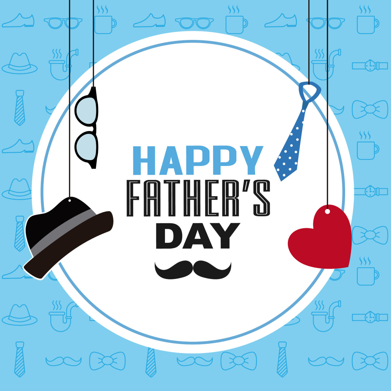 happy fathers day card. Men's accessories and space for text