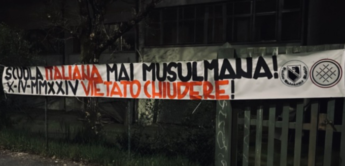 Valditara contro la scuola di Pioltello chiusa per Ramadan (rimosso striscione dei “Patrioti”)