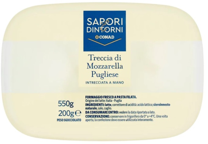 Scadenza sbagliata, mozzarella pugliese Sapori & Dintorni ritirata dai supermercati Conad