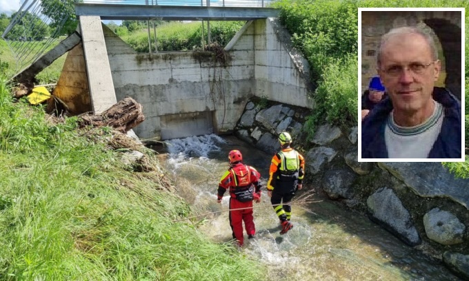 Va a vedere la piena con gli amici, il ponte cede e lui annega: ritrovato il corpo del pensionato disperso