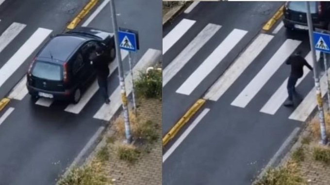 Si butta contro le auto in corsa per simulare di essere stato investito: il video