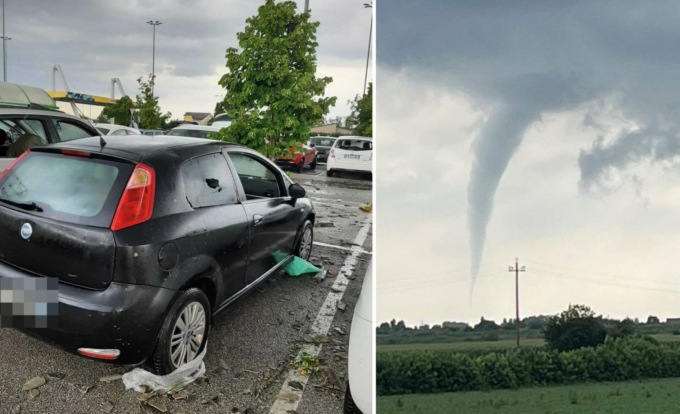 Nubifragi, trombe d’aria e auto distrutte: maltempo devastante in Veneto, Emilia e Toscana