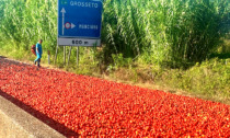 Tir si ribalta, l'Aurelia si trasforma in un fiume di pomodori