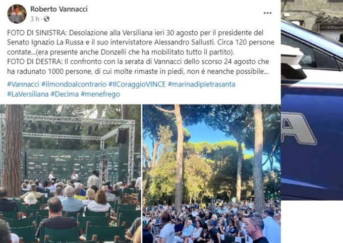 Vannacci attacca La Russa: “Per me mille persone, per lui 120. E Donzelli ha mobilitato tutto il partito”