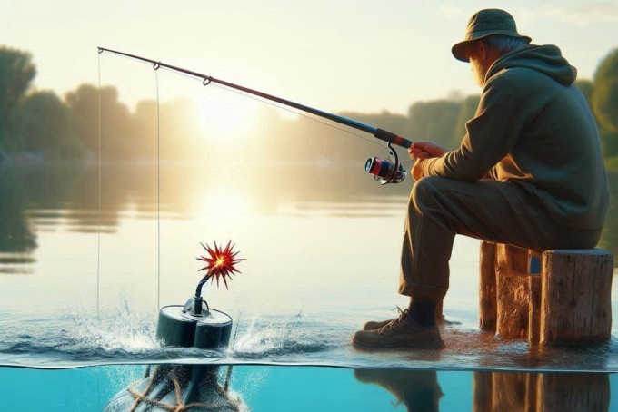 Pesca nel lago e prende… una granata