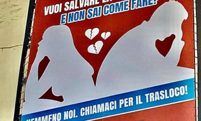 “Vuoi salvare la tua relazione e non sai come fare? Nemmeno noi, ma chiamaci per il trasloco”