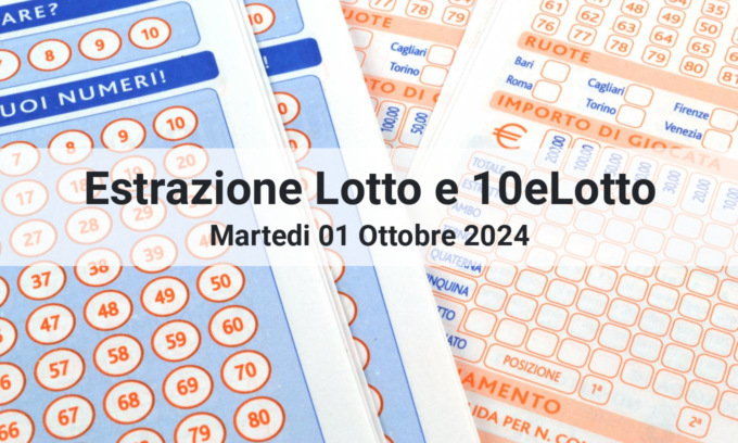 I numeri estratti oggi Martedì 01 Ottobre 2024 per Lotto e 10eLotto